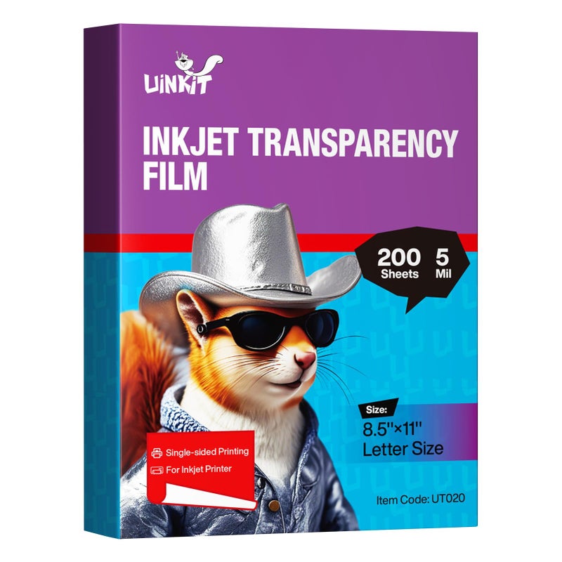 Uinkit Inkjet Transparency Film 8.5x11 200Sheets OHP Overhead Projector Film for DIY Crafting 100% Clear Transparency Paper For Inkjet Printer (200, 8.5x11) - Image 1